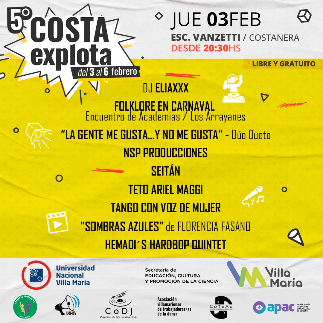 Costa Explota Grilla artistas 2022 Instituto de Extensión